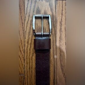 Johnston & Murphy Brown Leather Dress Belt with Silver Accents